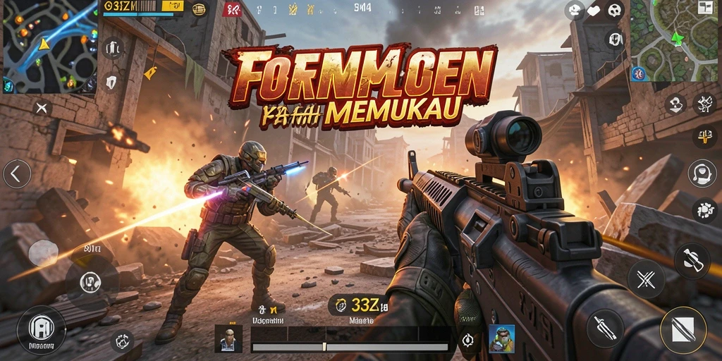 Screenshot utama 33ZK memperlihatkan aksi intens di medan perang FPS.