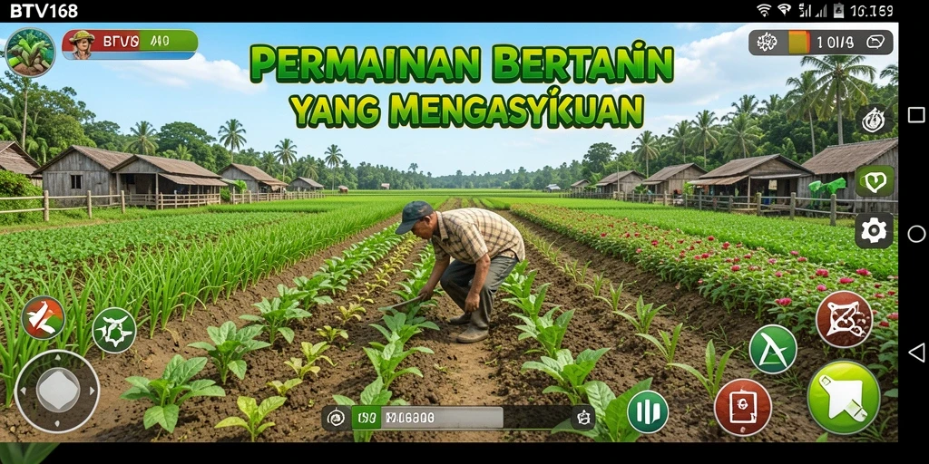 Screenshot utama BTV168 menampilkan gameplay bertani yang seru.