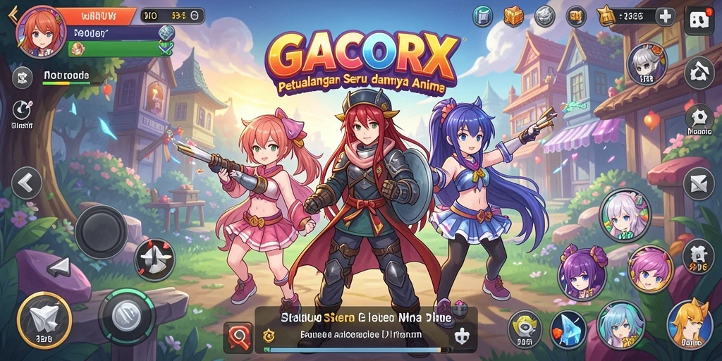 Screenshot gameplay menampilkan karakter anime yang beraksi dengan grafis indah.