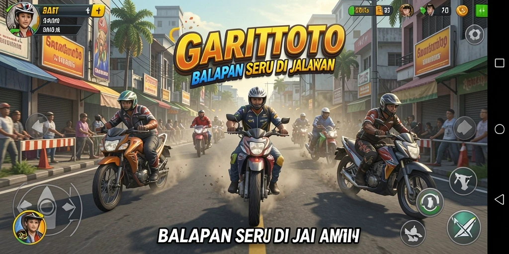 Screenshot utama GARITOTO menampilkan aksi balapan yang mendebarkan.