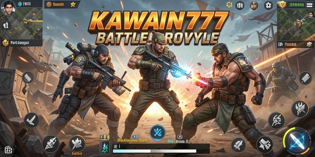 Tampilan gameplay seru KAWAN777 dalam pertempuran Battle Royale.
