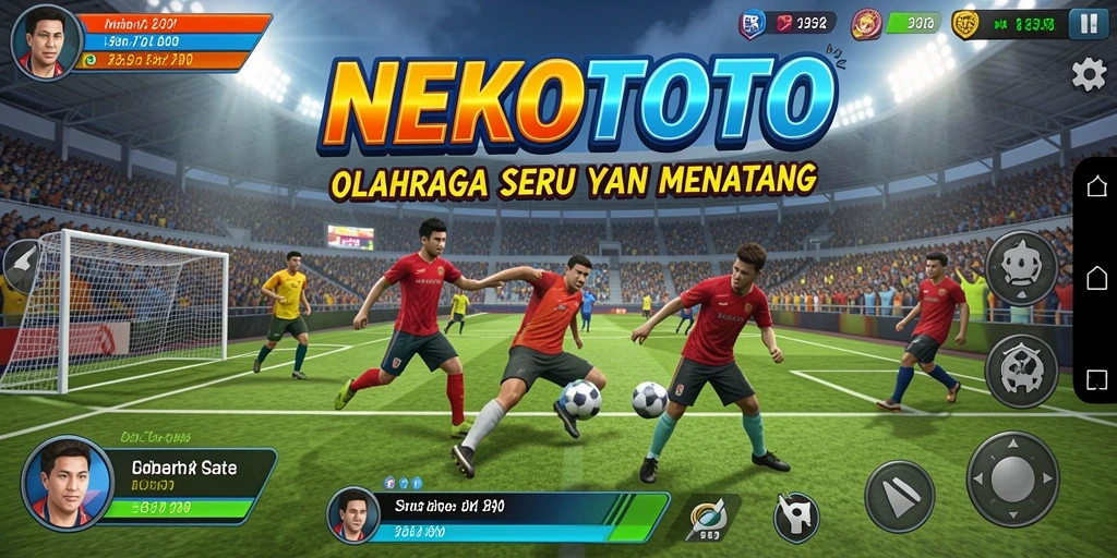 Tampilan gameplay seru di NEKOTOTO, menunjukkan aksi olahraga yang menegangkan.